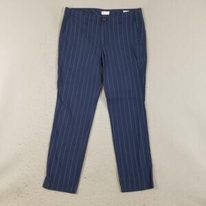 Gap Pants Mens 35x30 Pinstripe Slim Linen Trousers Flat Front Classic Dress